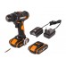 Дрель-шуруповерт аккумуляторная WORX WX100.2, 20В, 2Ач х2, ЗУ 0,4А, сумка