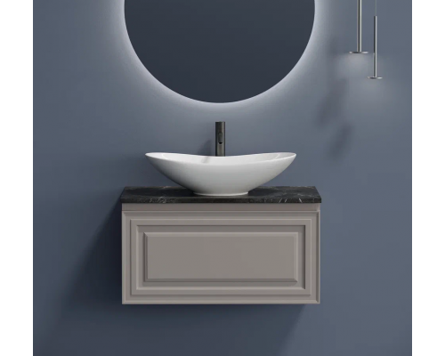 Тумба под раковину Sancos Very 80 со столешницей, doha soft, черный мрамор, с отв. под смеситель