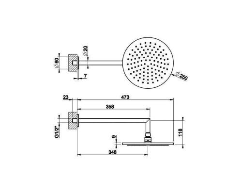 Gessi Anello Верхний душ Oslash;25см., настенный, цвет: warm bronze brushed pvd. 63348#726