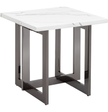 Журнальный столик Stool Group Нэйтан 61x61 см, белый мрамор, темный хром