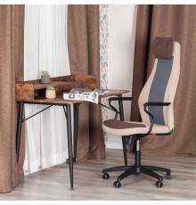 Компьютерное кресло TetChair Aviator флок коричневый 6, флок бежевый 7, ткань серая W-12