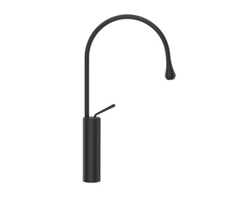 Gessi Goccia Смеситель для раковины на 1 отверстие, высокий, излив 244мм R=125, с фиксированным носиком, цвет: black XL. 33810#299