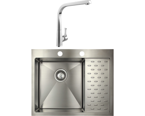 Комплект Мойка Seaman Eco Marino SMB-6351PRS с клапан-автоматом + Смеситель MEGA Mega MG-SUN03