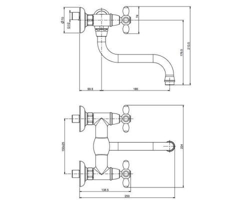 Fima Carlo Frattini Kitchen Смеситель для кухни, настенный, цвет: золото. F5006OR