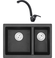 Комплект Мойка кухонная Emar Quartz EMQ-2665.PL Оникс + Смеситель 3013.12 Оникс