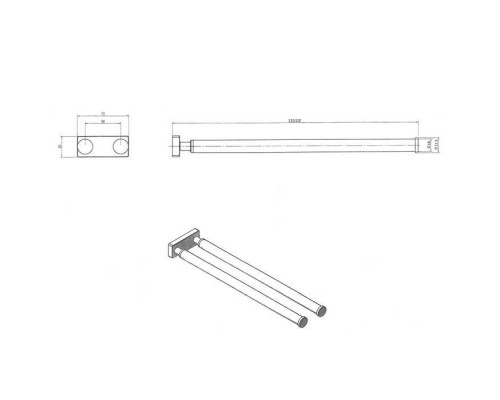 Decor Walther DW 735 Полотенцедержатель двойной 53см, подвесной, цвет: хром. 0507400
