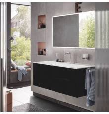 Emco Vanity units Тумба с раковиной, 120.8х52.1хh44см., с 1 отв., подвесная, 1 ящик со стекл фасадом, ручка хром, корпус лак, цвет: черный