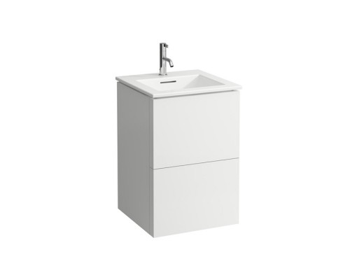Laufen Kartell Тумба с керамической раковиной 60х50х72.5см, с 2 выдвиж. ящиками с 1 отв. под смеситель, подвесная, цвет: белый матовый. 8.6033.3.640.104.1