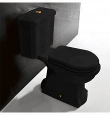 Kerasan Retro Унитаз 72х38.5см., моноблок, слив в стену, цвет: черный/золото. 101304nero,  108104