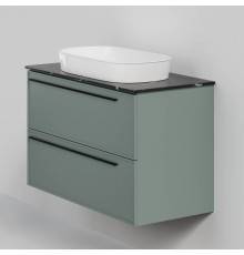 Тумба с раковиной La Fenice Elba Twin 100 подвесная, grigio, столешница черный мрамор, раковина белая матовая