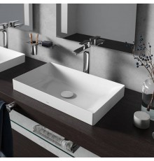 TOTO TR Lavatory Раковина 60x38x13.7 см, без отв., полувстраиваемая, с переливом, CeFiONtect, LinearCeram, цвет: белый . L4716RE#XW
