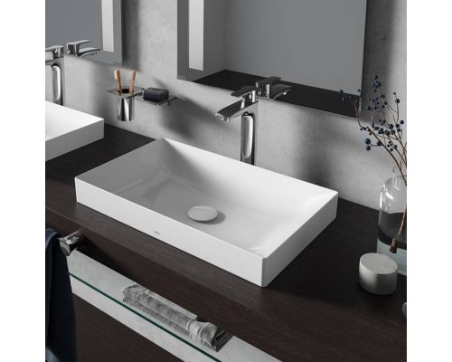 TOTO TR Lavatory Раковина 60x38x13.7 см, без отв., полувстраиваемая, с переливом, CeFiONtect, LinearCeram, цвет: белый . L4716RE#XW