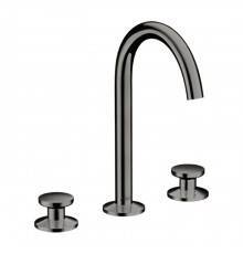 Axor One Смеситель для раковины Sel 170, на 3 отв., круглая ручка, с донным клапаном Push-Open, цвет: полированный черный хром. 48070330
