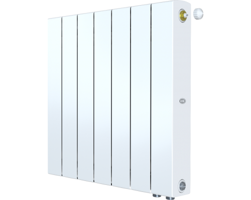 Радиатор биметаллический секционный Rifar SUPReMO Ventil 500 7 секций, нижнее правое подключение, белый RAL 9016