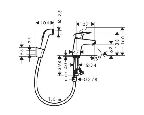 Hansgrohe Logis, Смеситель для раковины с гигиеническим душем, Цвет: хром. 71290000 Hansgrohe Logis, Смеситель для раковины с гигиеническим душем, Цвет: хром. 71290000