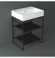 Simas Agile Структура металлическая 61x46xh72см, напольная, для раковины с 1 отв., AG61, с 2 полками, цвет: черный матовый. AGSA61