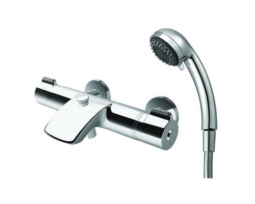 Laufen Curveprime Смеситель для ванны/душа, настенный, термостатический, с ручным душем comfort-tre и шлангом 180см., цвет: хром. 3.2370.7.004.145.1