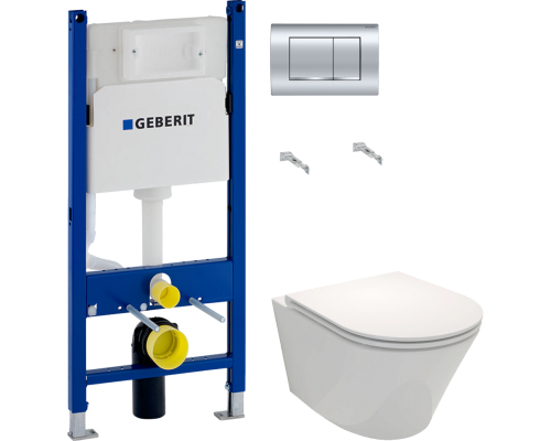 Комплект Унитаз подвесной Jacob Delafon Rodin+ EDY102-00 + Крышка E23280-00 с микролифтом + Инсталляция Geberit Duofix Delta 458.163.21.1 с кнопкой смыва, хром