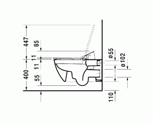 Duravit Happy D.2 SensoWash Унитаз подвесной 62х36.5см., с креплениями, безободковый, с HygieneGlaze, цвет: белый . 2550592000