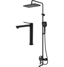 Комплект для ванной IDDIS Parker Душевая стойка IDDIS Parker PARBL3Fi06 + Смеситель для раковины PARBL01i01, матовый черный