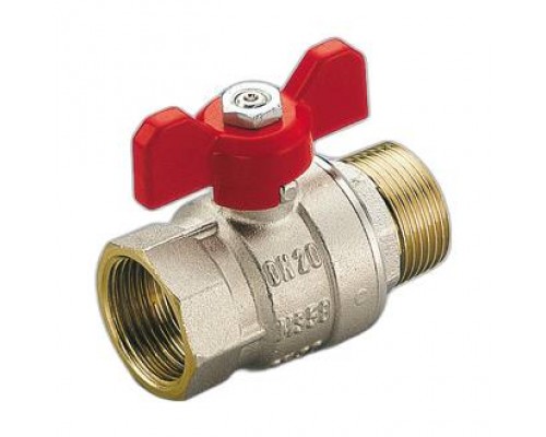 Шаровой кран Tiemme MISTRAL резьба Н/В 1  с ручкой-бабочкой красного цвета. 2360011