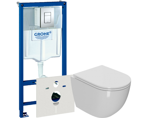 Комплект Унитаз подвесной Bauedge Bau Dream Hurricane 5 Inclosed безободковый, с микролифтом + Инсталляция Grohe Rapid SL 38775001 4 в 1 с кнопкой смыва Комплект Унитаз подвесной Bauedge Bau Dream Hurricane 5 Inclosed безободковый, с микролифтом + Инсталляция Grohe Rapid SL 38775001 4 в 1 с кнопкой смыва