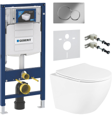 Комплект Унитаз подвесной BelBagno Uno BB3105CHR/SC + Крепления Geberit Duofix 111.815.00.1 к стене + Шумоизоляция 156.050.00.1 + Инсталляция UP 320 111.300.00.5 + Кнопка Sigma 01 115.770.21.5 хром