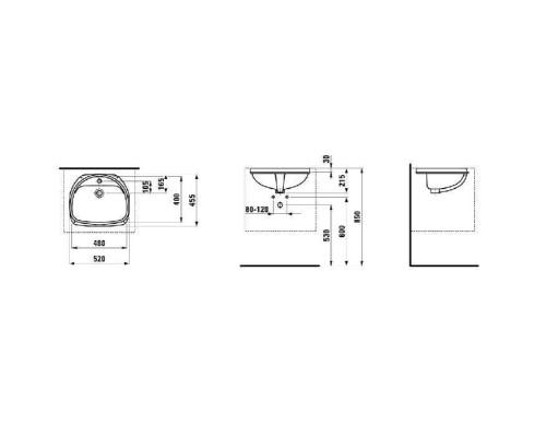 Laufen Bijou Раковина 48x40см., встраиваемая снизу, 1 отв., цвет: белый. 8.1123.0.000.155.1 Laufen Bijou Раковина 48x40см., встраиваемая снизу, 1 отв., цвет: белый. 8.1123.0.000.155.1