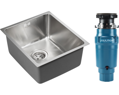 Комплект Мойка кухонная Paulmark Vista PM904438-BS брашированная нержавеющая сталь + Измельчитель Intenso I-400