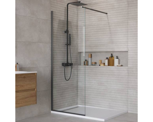 Душевая перегородка BelBagno Kraft 70 см, профиль матовый черный, стекло прозрачное