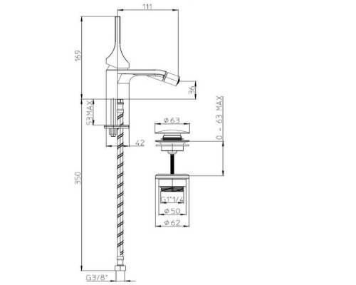 Bossini Apice Смеситель для биде на 1 отверстие, однорычажный, с донным клапаном, цвет: хром. E89601.030