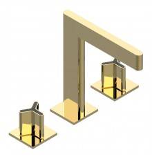 THG ICON-X CARBONE GOLD Смеситель для раковины, 3 отв., с донным клапаном, цвет: полированное золото. U7S-F01-151