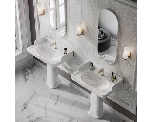 Kerama Marazzi Pompei Раковина 80х50х26.5см., подвесная, мебельная, 1 отв., с переливом, цвет: белый глянцевый. PO.wb.80