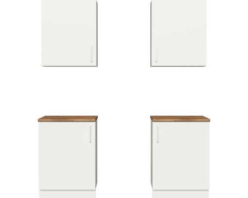 Кухонный гарнитур Domaci Болонья 180 см, фасад белый, ручка хром, столешница дуб вотан KUH-708296