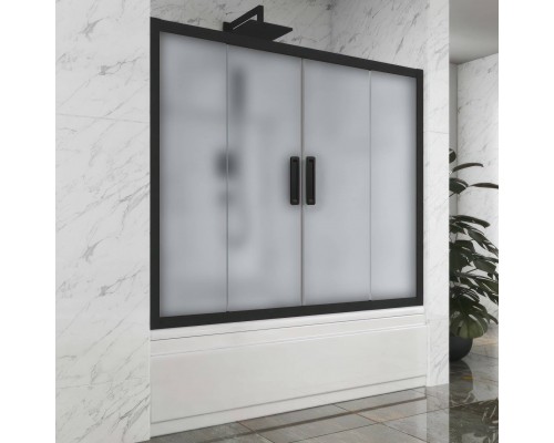 Шторка на ванну Kubele DE019 P4-MAT-BLMT 175х150 см, профиль матовый черный