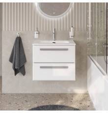 Тумба с раковиной Cezares Eco Cer-N 60, bianco lucido, раковина Eco 60, ручки серые