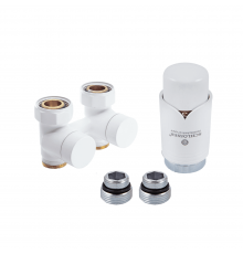 Комплект Schlosser: эксклюзивный узел подключения 50мм 3/4xМ22x1,5 проходной с термоголовкой, Белый 601000021