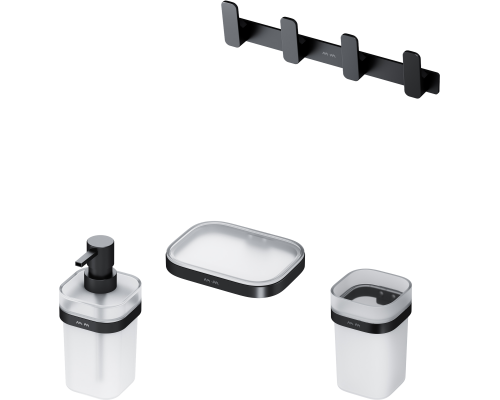 Стакан AM.PM Func A8F34322 черный + Мыльница AM.PM Func A8F34222 черная + Дозатор AM.PM Func A8F36922 черный + Крючок AM.PM Func A8F35922 черный