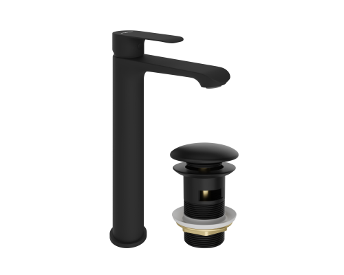 Смеситель для раковины STWORKI Копенгаген, S42020BK + донный клапан SW-001BK черный матовый