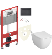 Комплект Унитаз подвесной VitrA Shift 7742B003-0075 белая глянцевая + Крышка Integra Square 810-003-009 быстросъемная, с микролифтом + Инсталляция TECE Now 9400414 4 в 1 с кнопкой смыва