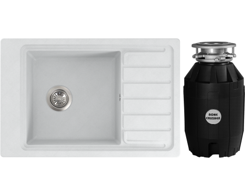 Комплект Мойка кухонная FOSTOGRAN Юника 650 арктик + Измельчитель Bone Crusher BC 810-AS