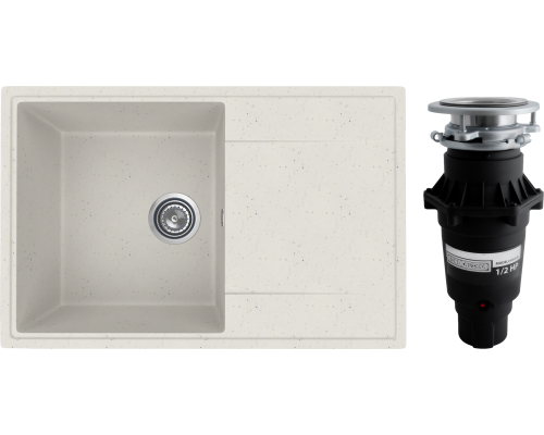 Комплект Мойка Practik PR-M 735-001 белый камень + Измельчитель Bone Crusher BC 810-SL Slim Line