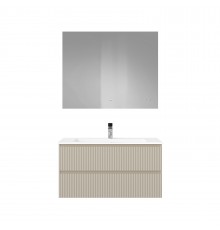 Мебель для ванной комнаты Raval Coste 100 подвесная, 2 ящика, светло-коричневая soft touch