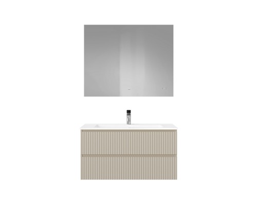 Мебель для ванной комнаты Raval Coste 100 подвесная, 2 ящика, светло-коричневая soft touch