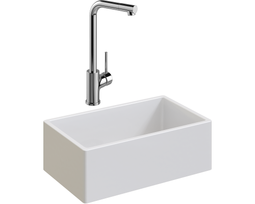 Комплект Мойка кухонная Domaci Сиена 50276-101 белый глянец + Смеситель Ливорно WFD05002K