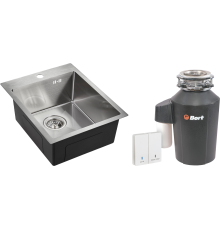 Комплект Мойка Emar PVD A EMB-128A PVD Nano Satine + Измельчитель Bort Alligator Green