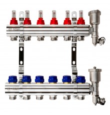 Комплект коллекторов Ридан FHF-6RF set с расходомерами, кронштейнами и воздухоотводчиками, 6 конт. 088U0726R