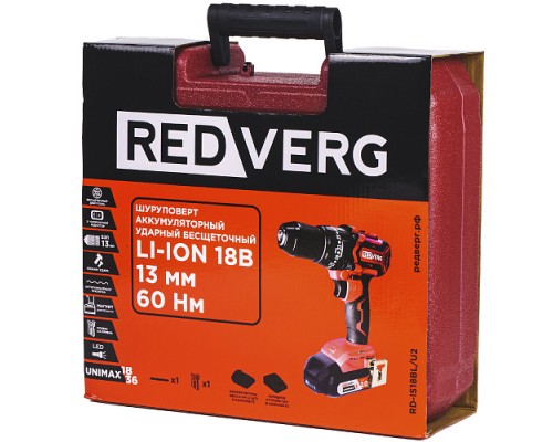 Шуруповерт аккумуляторный ударный бесщеточный REDVERG RD-IS18BL/U2