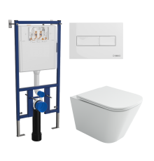 Комплект Унитаз подвесной Ceramicanova Union CN4009T + Инсталляция DIWO 4501 + Кнопка 7320 белая
