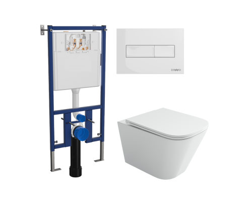 Комплект Унитаз подвесной Ceramicanova Union CN4009T + Инсталляция DIWO 4501 + Кнопка 7320 белая